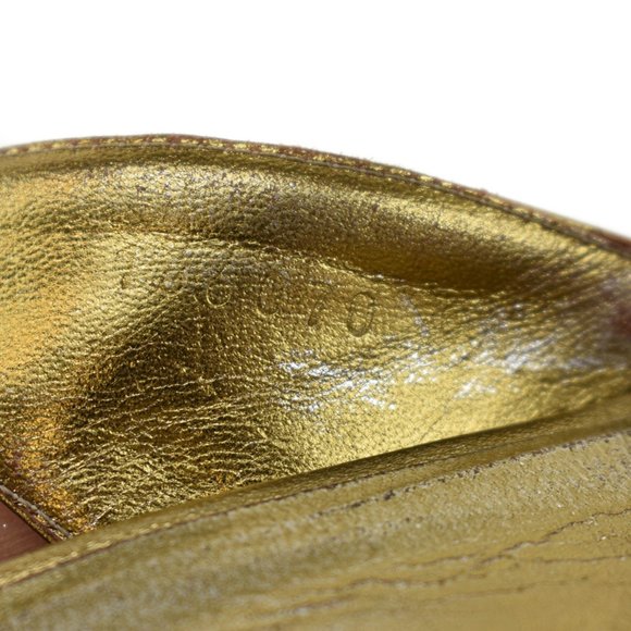 GUCCI: Antique Gold, Leather & "Horsebit" Heels - Picture 8 of 10